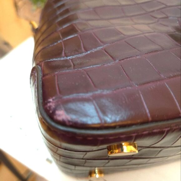 Michael Kors Mercer Crocodile-Embossed Leather Dome Satchel w/Gold Accents - Picture 10 of 14